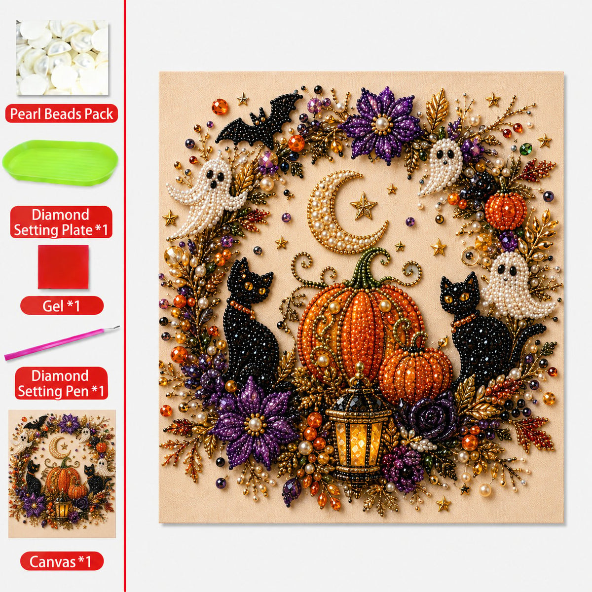 Lumiivia Halloween Pearl Art DIY Kit - 6 Spooky-Cute Designs