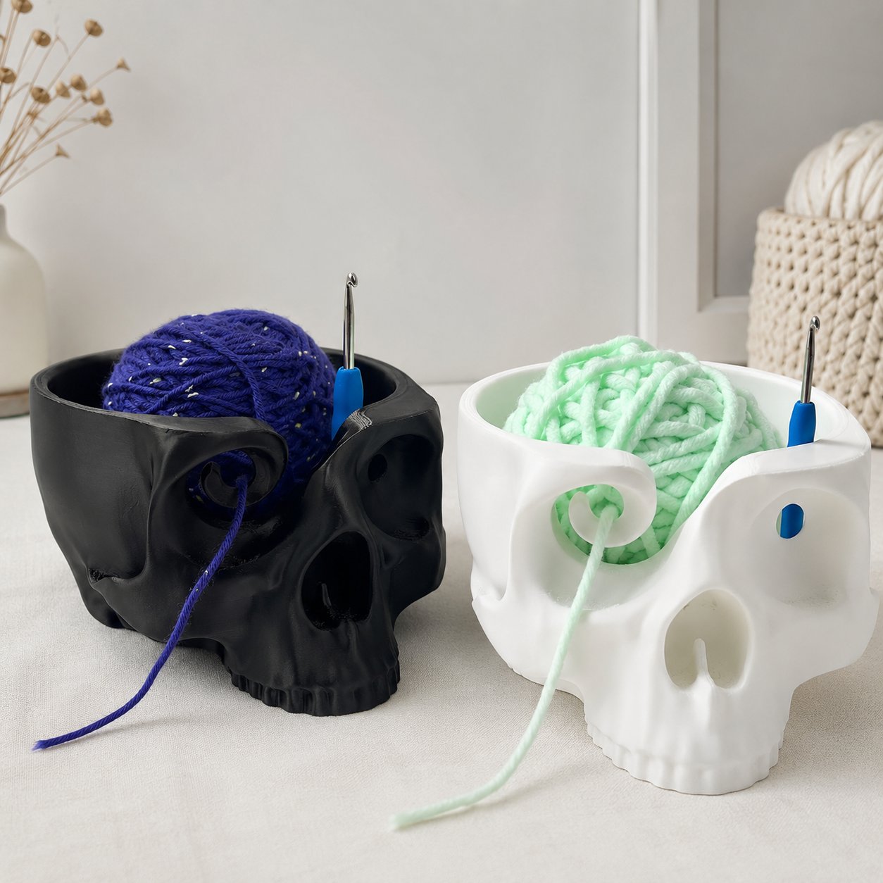 ⭐Up to 50% OFF – 2026 Sale💀Skull Head Bone Crochet Yarn Bowl Holder