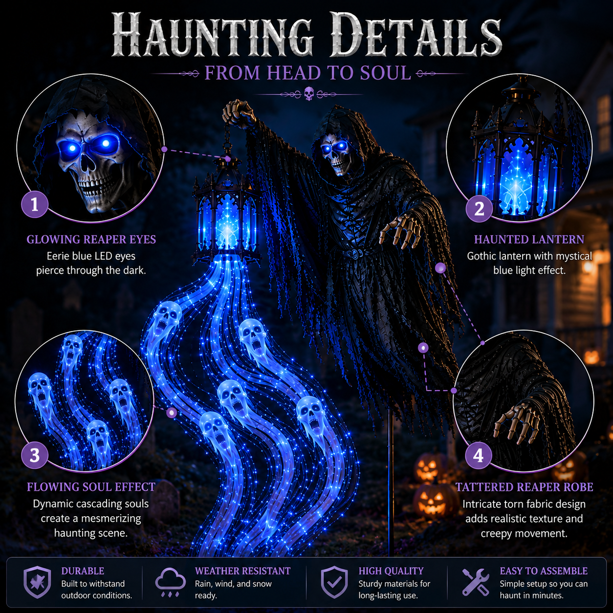 Halloween Soul Harvester Animated Garden Light 💀🌙
