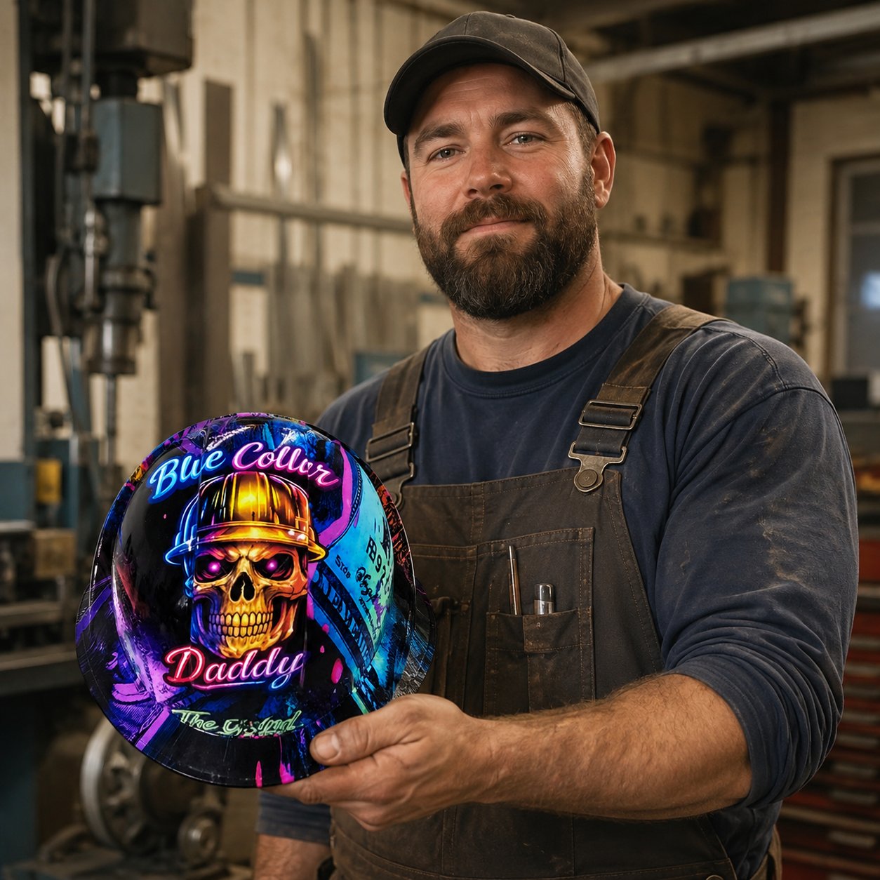 🔥Father‘s Day 50% OFF 👷♂️ Blue Collar Daddy Hydro-Dipped Hard Hat | Industrial Rigid Impact-Resistant Safety Helmet with Full-Wrap Gloss Artwork