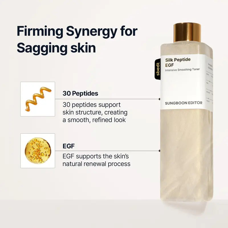 [Sungboon] EGF Tox Toner | Forehead Firming & Wrinkle Care, Iron Out Fine Lines | PDRN & Collagen & NAD+ EGF Complex | EGF Plumping for Forehead, Longevity Anti-Aging Routine | Korean Skincare, K-Beauty