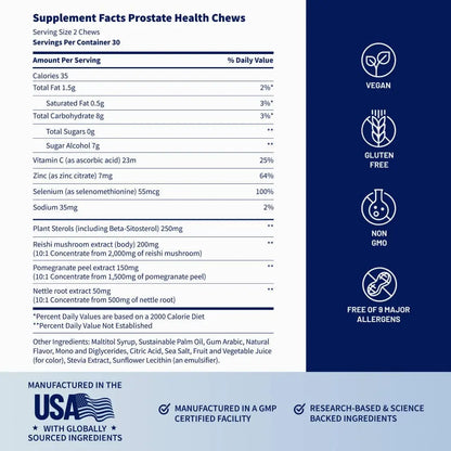 NEW! Prostate Health and Nitric Oxide Chews - Inflammation Support - Urinary & Bladder Function - Supports Blood Flow & Energy - Male Reproductive Health - Antioxidants - Supports Healthy DHT levels - Mixed Berry Flavor - Medicinal Mushrooms & Botanicals