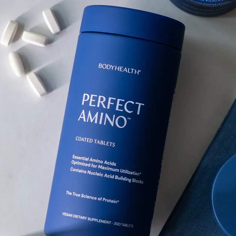 BODYHEALTH Perfect Amino Tablets - Essential Amino Acids & BCAAs Muscle Recovery Protein Without Caloric - Vegan, No Gluten, Dairy, Soy, Sugar Supplement, Optimum Protein Health & Fitness Healthcare Dietary, Protein Powder, Gym, Collagen