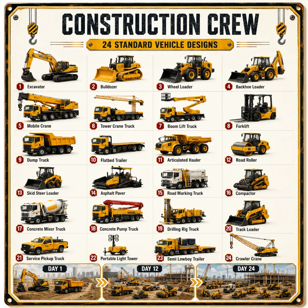 🚜Build the Fleet Collection 24-Day Vehicle Advent Calendar Series Christmas gifts