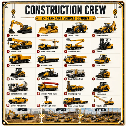 🚜Build the Fleet Collection 24-Day Vehicle Advent Calendar Series Christmas gifts
