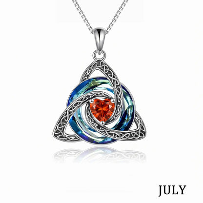 July birthstone Celtic knot necklace with white gift box