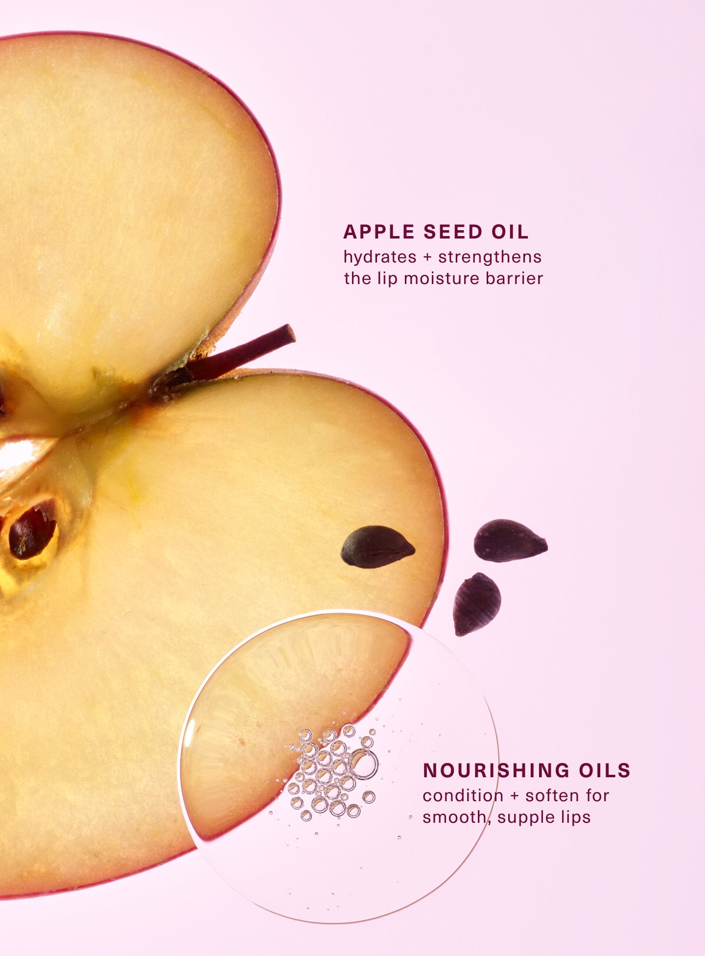 Apple seed oil and nourishing oils in Rare Beauty Soft Pinch Lip Oil Stick