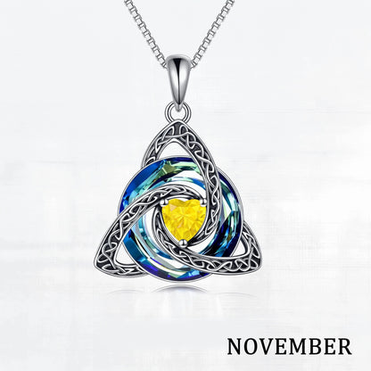 November birthstone Celtic knot necklace with white gift box