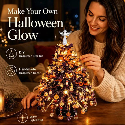 DIY Beaded Christmas Tree Kit, Hand‑Made Mini Crystal Bead Xmas Tree Craft Set, Complete Christmas Decoration Making Supplies with Beads, Angel Tree Topper, Base & Accessories, Tabletop Holiday Ornament, Fun DIY Project, Ideal Christmas Gift for Kids & Fa