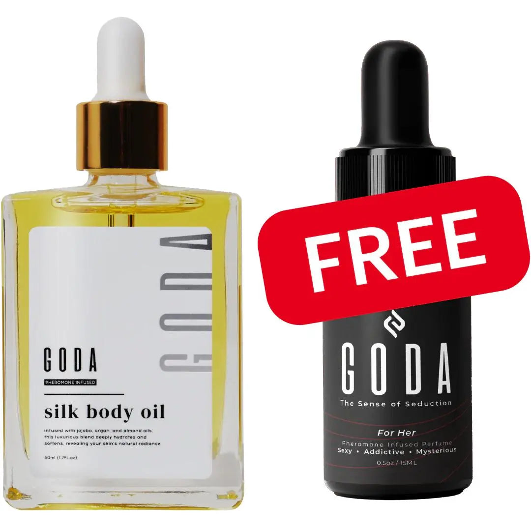 GODA Silk Body Oil with included For Her pheromone fragrance one-set bundle