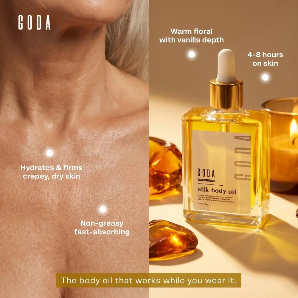 GODA Silk Body Oil smooth and glowing skin results