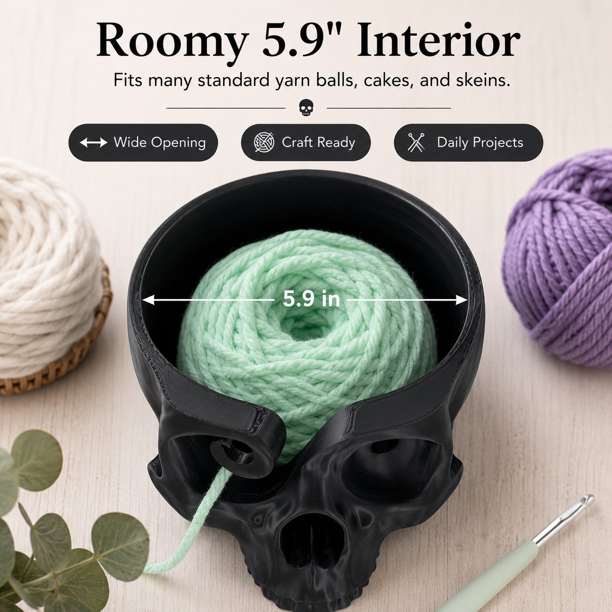 ⭐Up to 50% OFF – 2026 Sale💀Skull Head Bone Crochet Yarn Bowl Holder