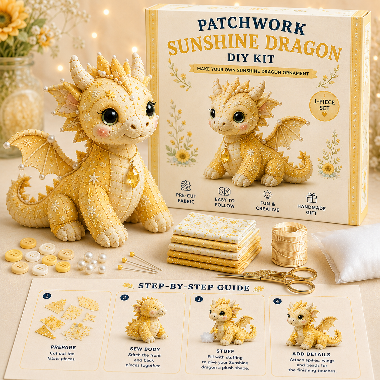 DIY Patchwork Dragon Kit – Craft Your Own Magical Collectible Dragon Plush🔥Last 4 hours🔥🎁For Your Family❤