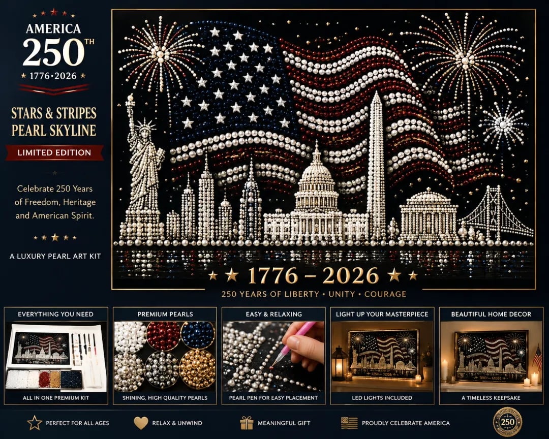 🦅America 250th Anniversary Pearl Art Kit – Stars & Stripes Skyline Limited Edition - This product is a materials kit, not a finished product.