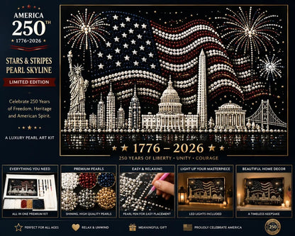 🦅America 250th Anniversary Pearl Art Kit – Stars & Stripes Skyline Limited Edition - This product is a materials kit, not a finished product.