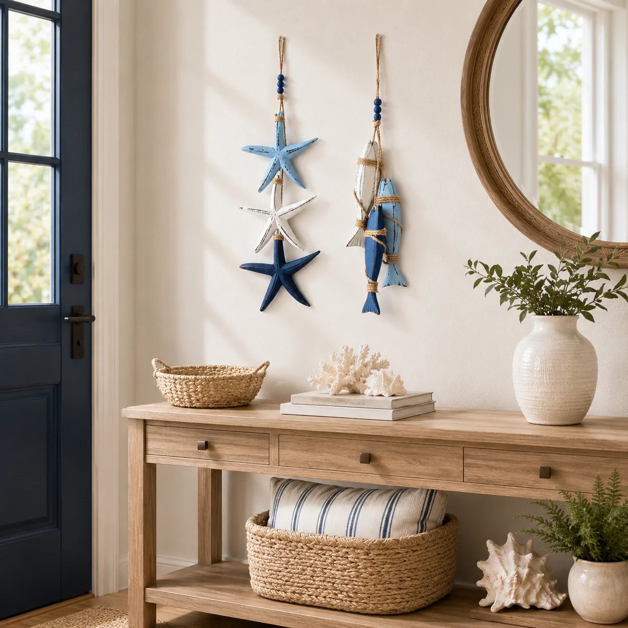 ⭐Up to 50% OFF – 2026 Sale🐟🌊Lighted Coastal Wooden Starfish & Fish Hanging Decor