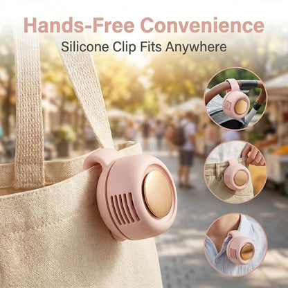 ❄️ Mini Bladeless Clip Fan – Portable 5H Battery, 3 Speeds, 360° Rotation