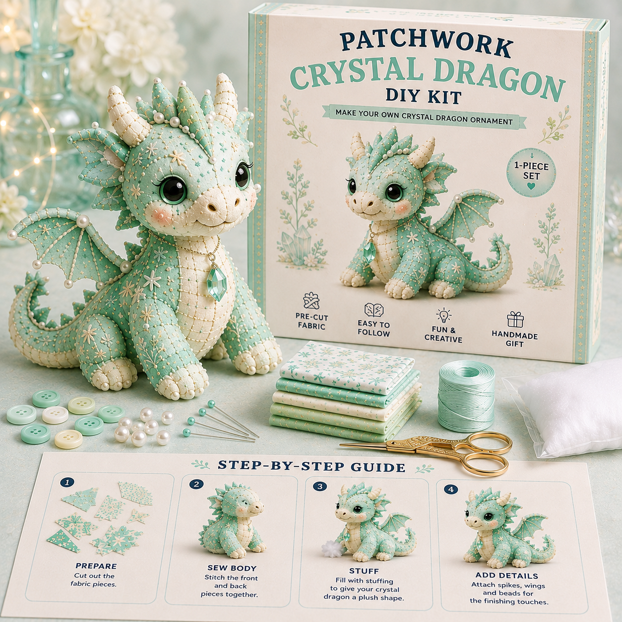 DIY Patchwork Dragon Kit – Craft Your Own Magical Collectible Dragon Plush🔥Last 4 hours🔥🎁For Your Family❤