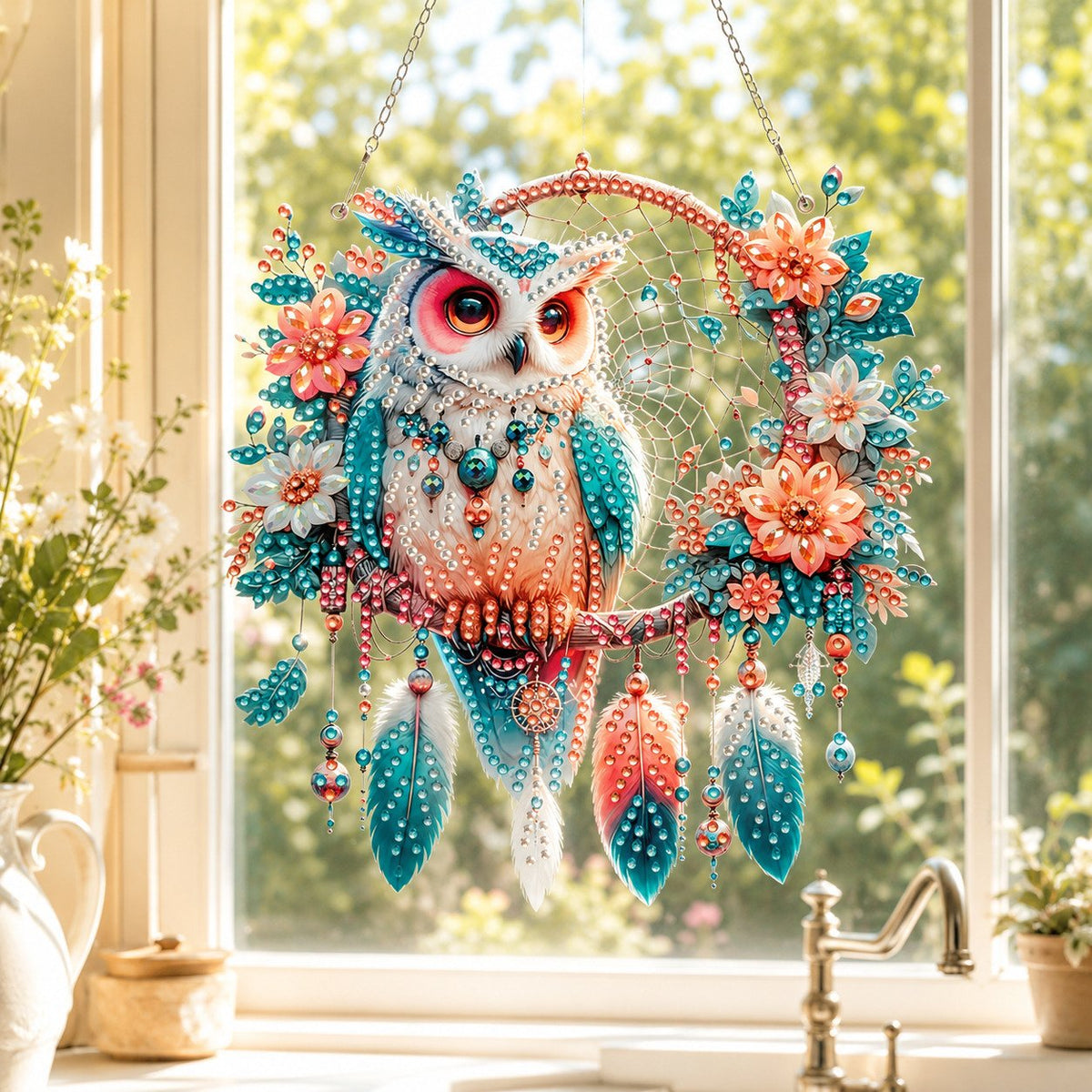 💥LAST DAY 57% OFF - Hummingbird Diamond Art Hanging Ornament Kit – Sparkling DIY Window Ornament 🐦✨
