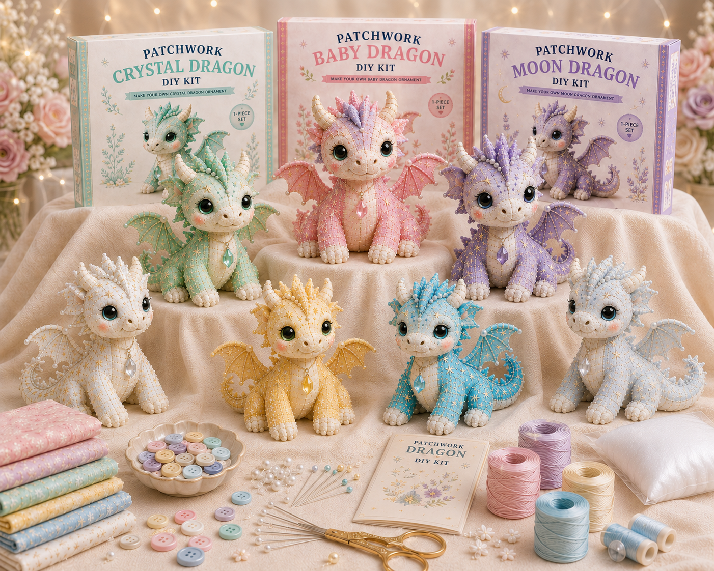 DIY Patchwork Dragon Kit – Craft Your Own Magical Collectible Dragon Plush🔥Last 4 hours🔥🎁For Your Family❤