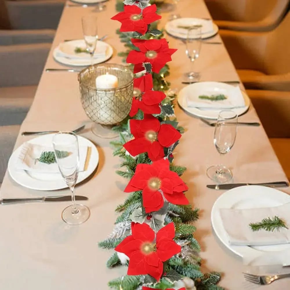 🌺 Velvet Flowers·Holly Berries·Warm Lights
