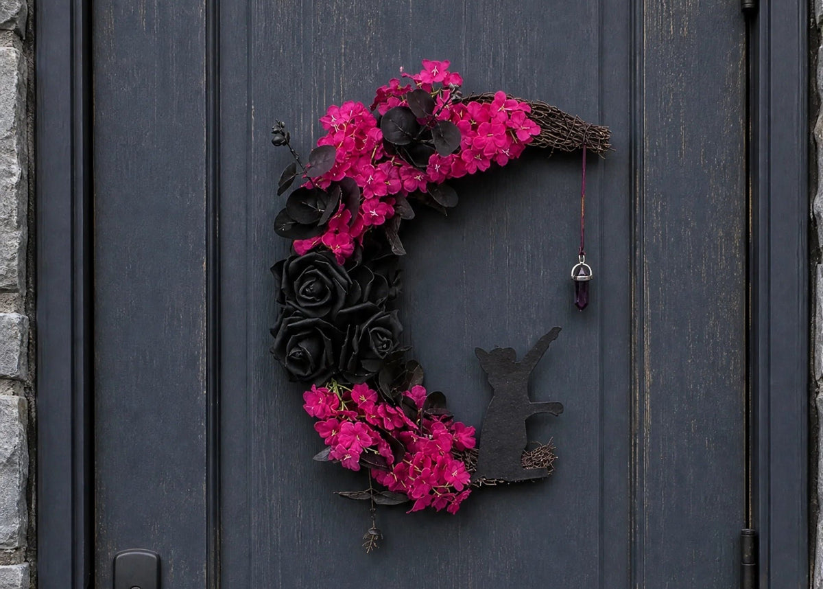 🔥Last Day 49% OFF - 🐈‍⬛🌙Handmade Halloween Cat Wreath