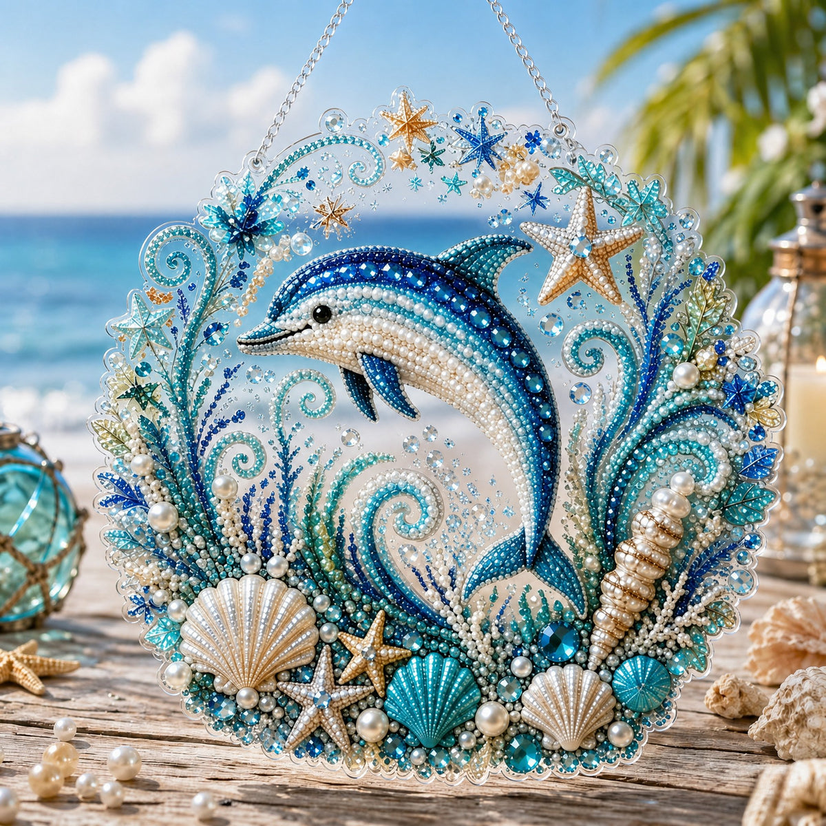 Ocean Pearl Art DIY Hanging Kit 🌊✨ – Calming Beaded Suncatcher Craft for Beach‑Lover Home Décor
