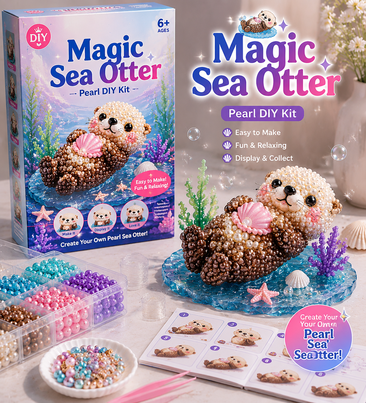 Lumiivia Magical Ocean Friends Pearl DIY Kit - 12 Designs to Create & Collect