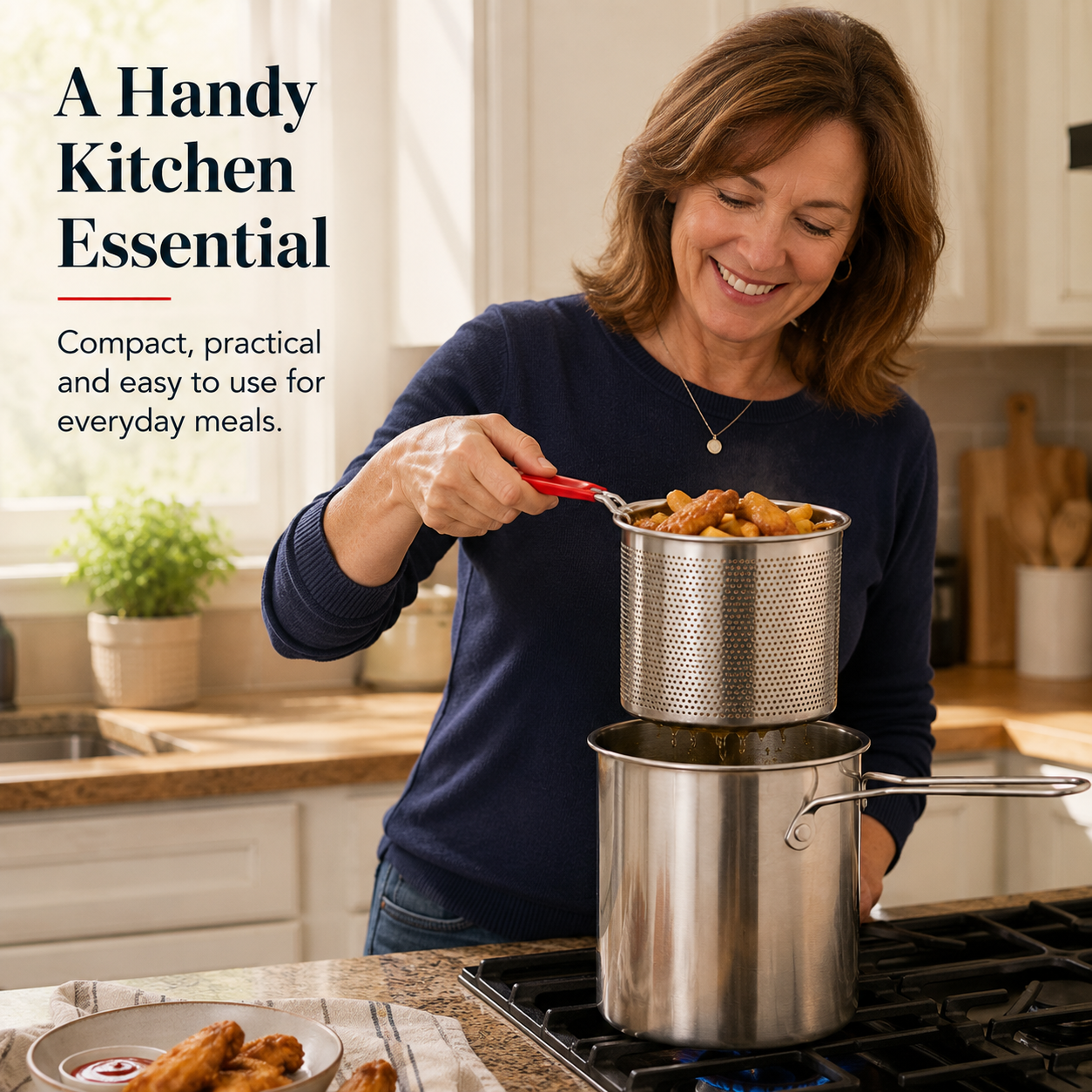 Stainless Steel Deep Fryer Pot with Removable Basket