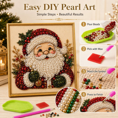 🧘Relaxing & Beginner-Friendly-💎DIY Christmas Pearl Diamond Painting Art Kit With Frame（7.87in*7.87in)