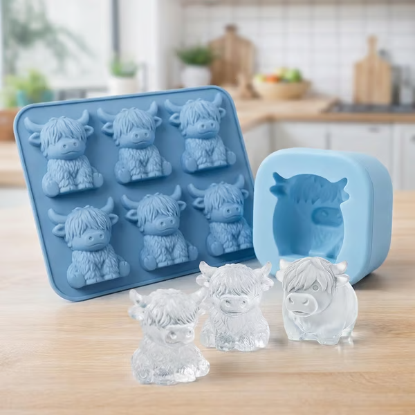 🐮 Mini Highland Cow Ice Cube & Dessert Mold 🧊🍪 Cute 3D Ice for Drinks, Parties & Gifts💕