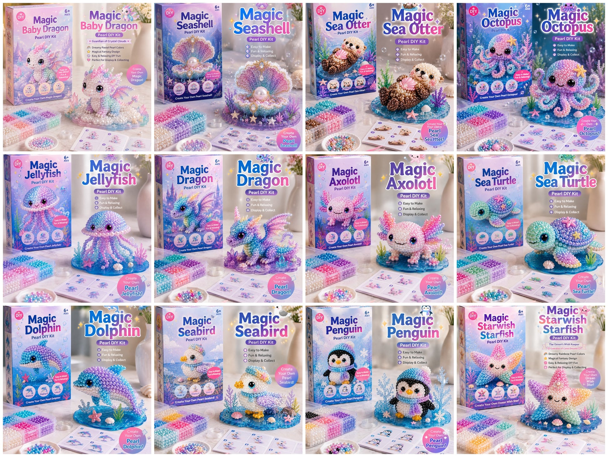 Lumiivia Magical Ocean Friends Pearl DIY Kit - 12 Designs to Create & Collect