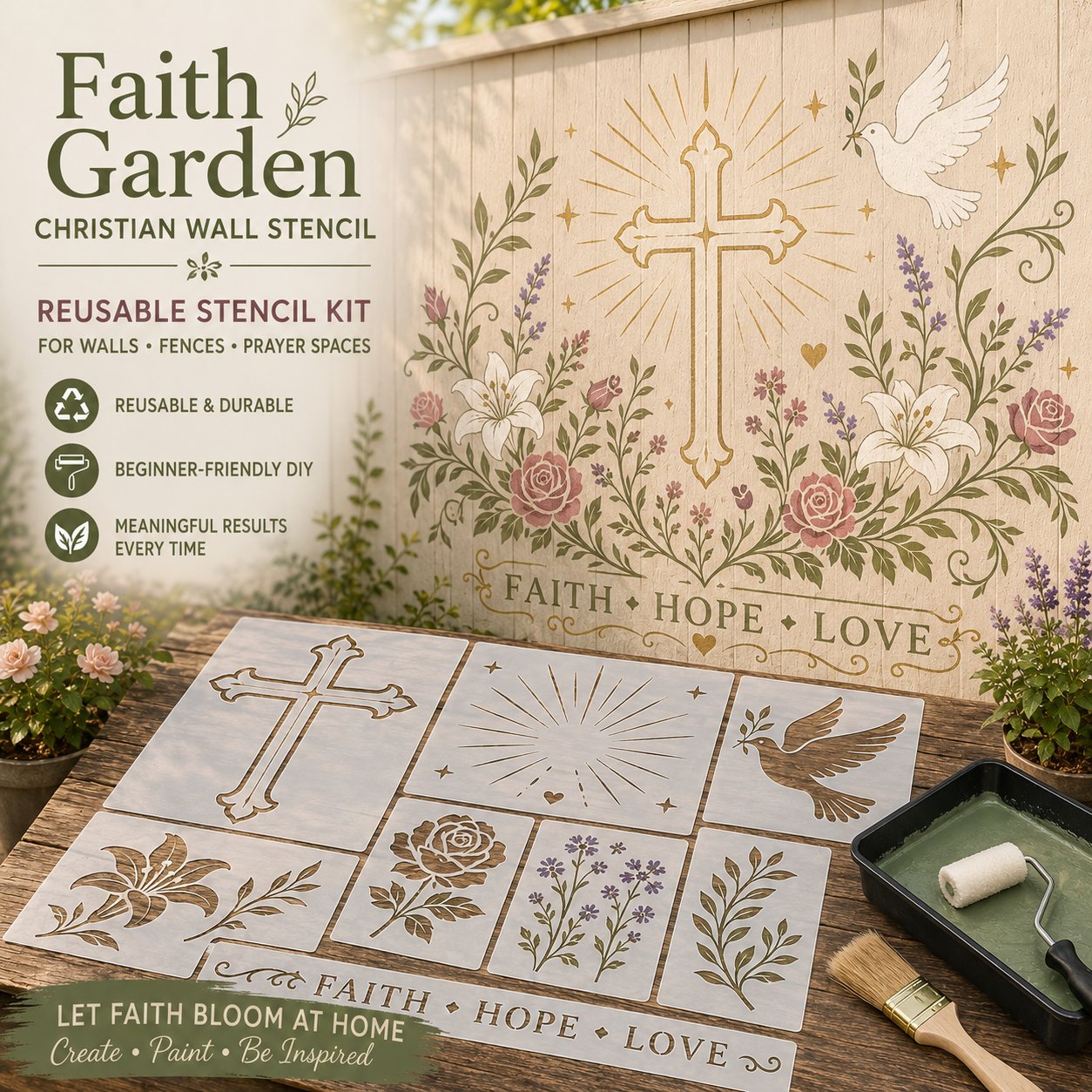 🌿 Garden Wall Stencil™ Collection – ✨ Make Your Walls Look Lively and Unique