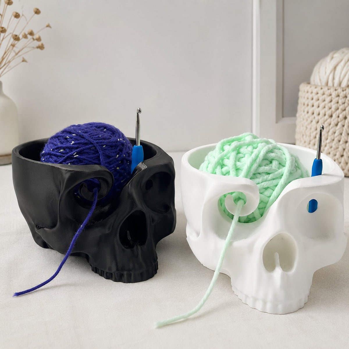 ⭐Up to 50% OFF – 2026 Sale💀Skull Head Bone Crochet Yarn Bowl Holder