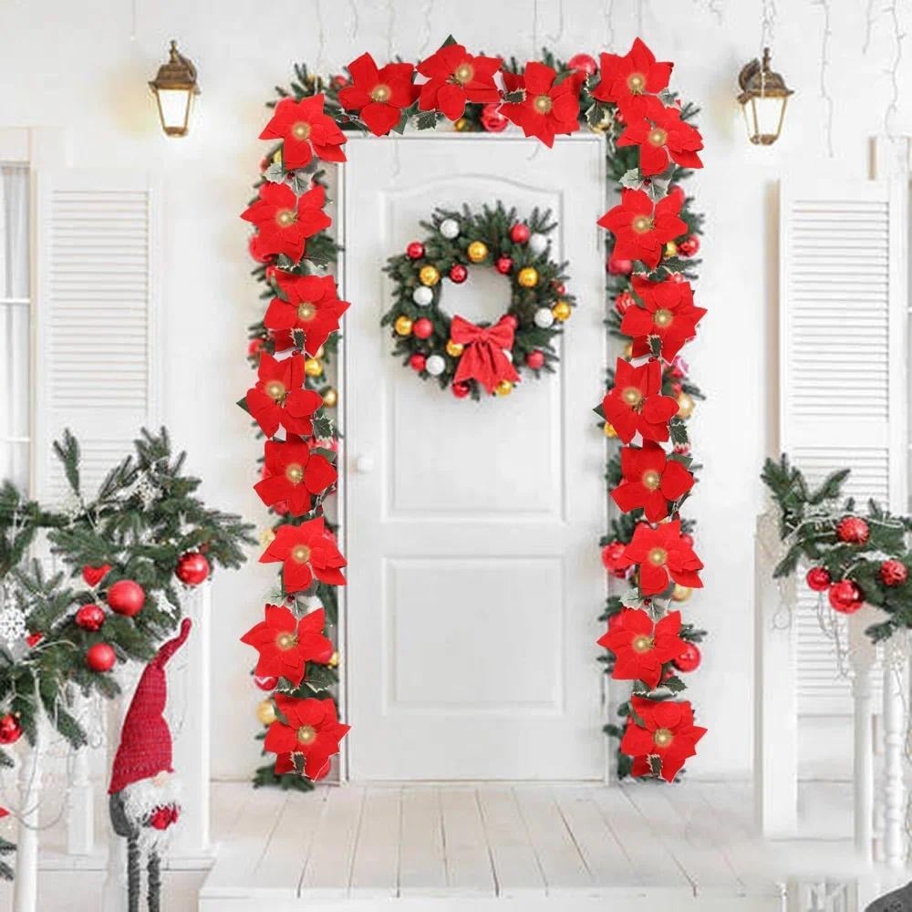 🌺 Velvet Flowers·Holly Berries·Warm Lights