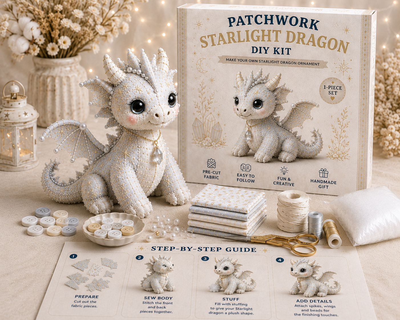 DIY Patchwork Dragon Kit – Craft Your Own Magical Collectible Dragon Plush🔥Last 4 hours🔥🎁For Your Family❤