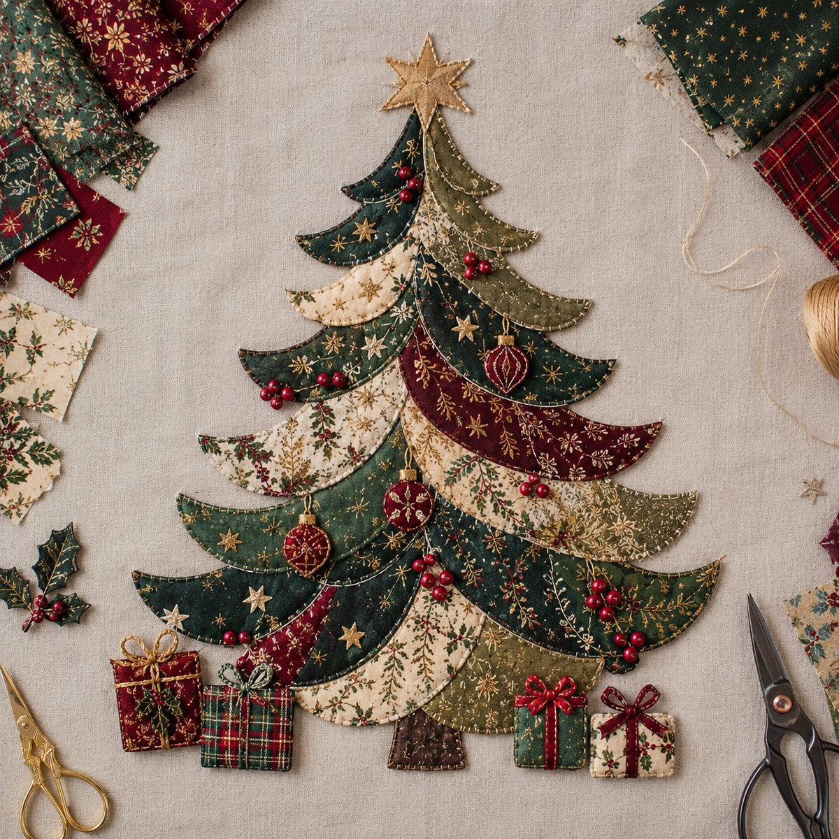 🔥LAST DAY 50% OFF - 🎅Christmas Patchwork Fabric DIY Decor Kit – Stunning Results, Zero Experience Needed