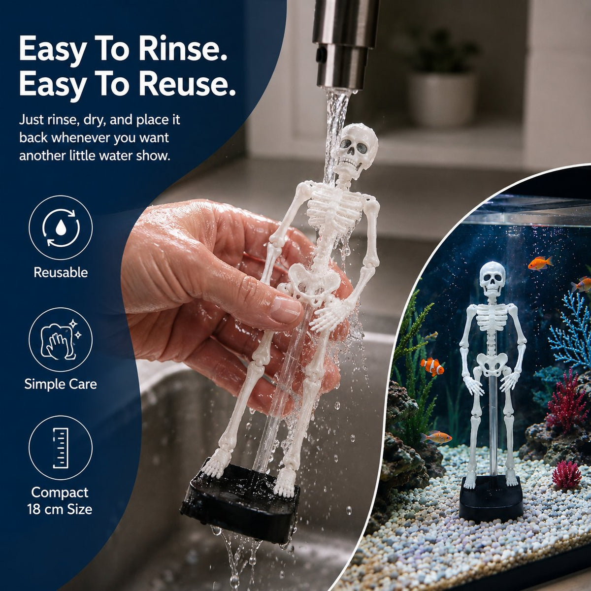 ⭐Up to 50% OFF – 2026 Sale🔥White Underwater Dancing Skeleton Bath Toy With Suction Base