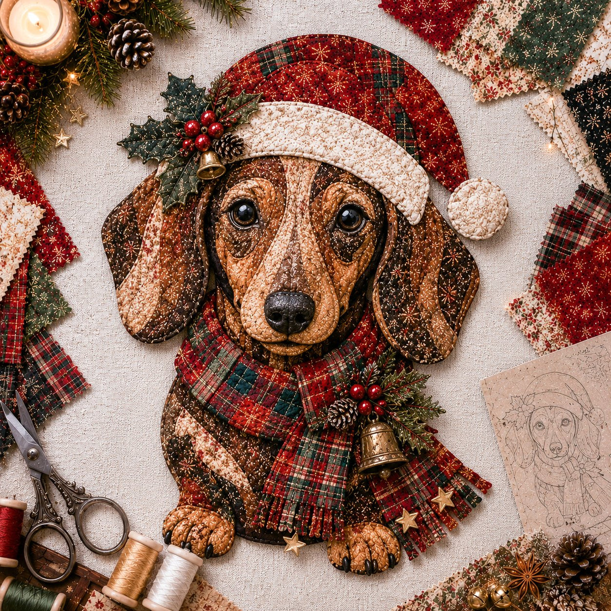 🔥LAST DAY 50% OFF - 🎅Christmas Patchwork Fabric DIY Decor Kit – Stunning Results, Zero Experience Needed