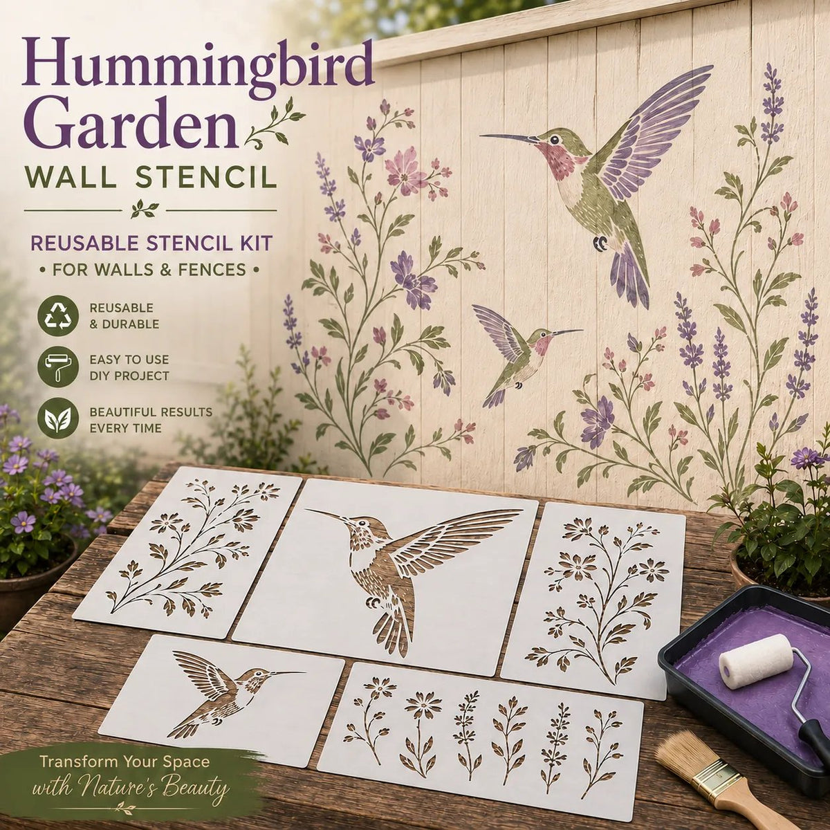 🌿 Garden Wall Stencil™ Collection – ✨ Make Your Walls Look Lively and Unique