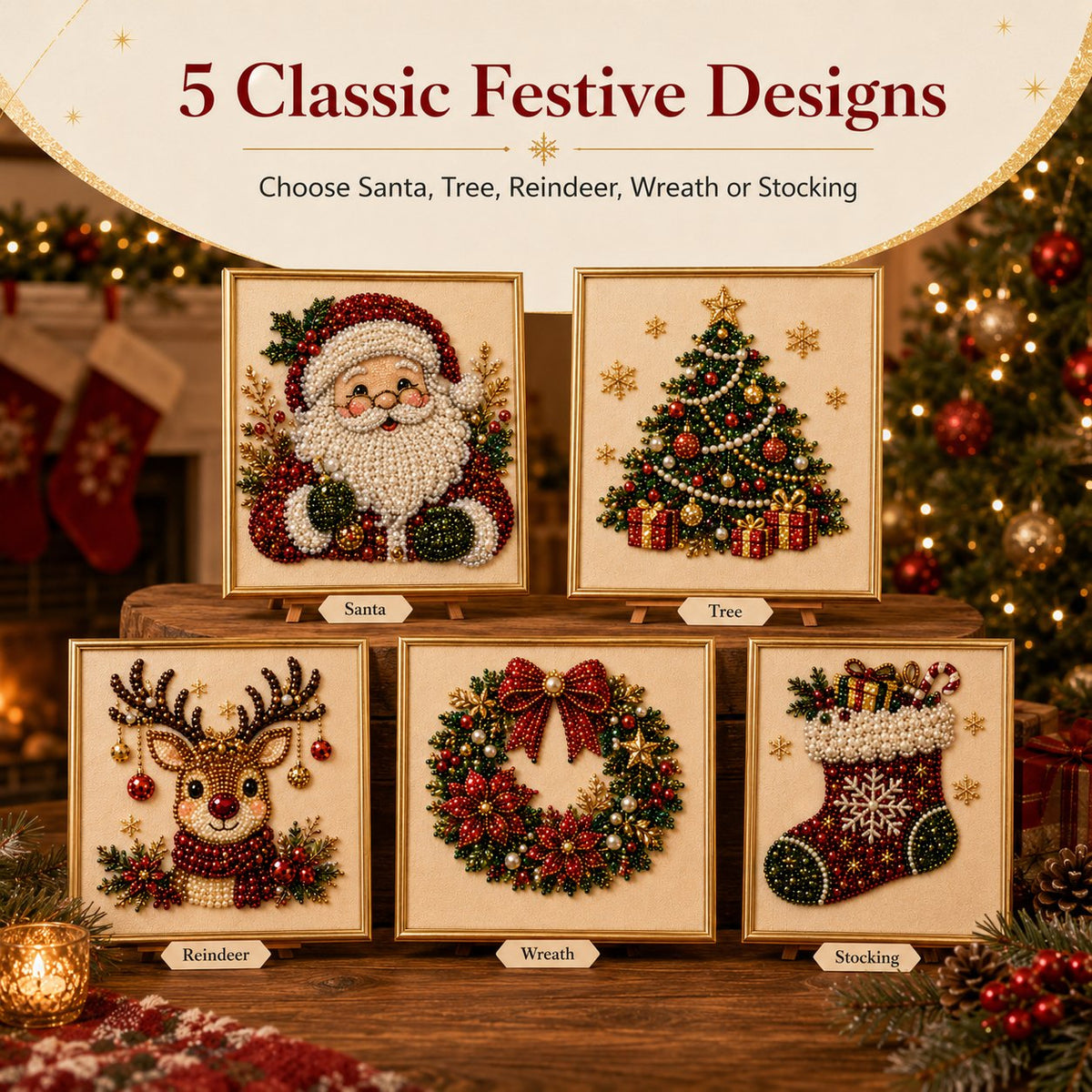 🧘Relaxing & Beginner-Friendly-💎DIY Christmas Pearl Diamond Painting Art Kit With Frame（7.87in*7.87in)