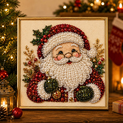 🧘Relaxing & Beginner-Friendly-💎DIY Christmas Pearl Diamond Painting Art Kit With Frame（7.87in*7.87in)