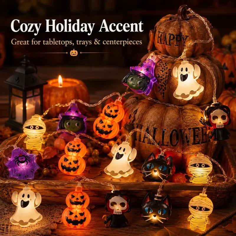 🎃USB-Powered Pumpkin LED String Lights – Cozy Halloween & Fall Decor! 🍂✨