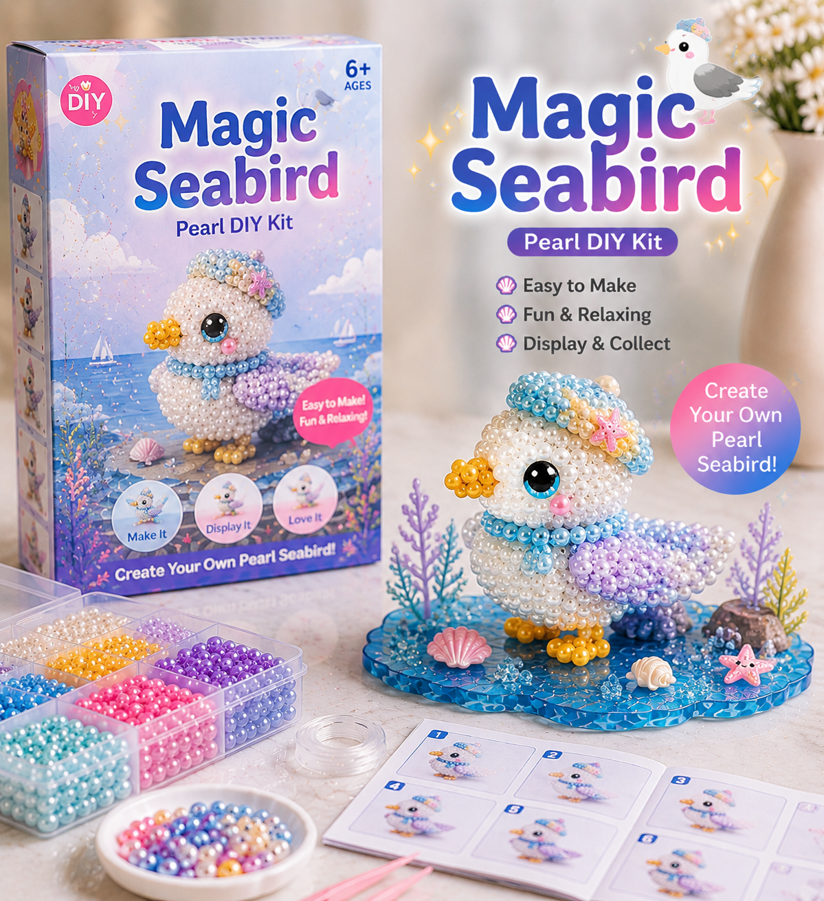 Lumiivia Magical Ocean Friends Pearl DIY Kit - 12 Designs to Create & Collect