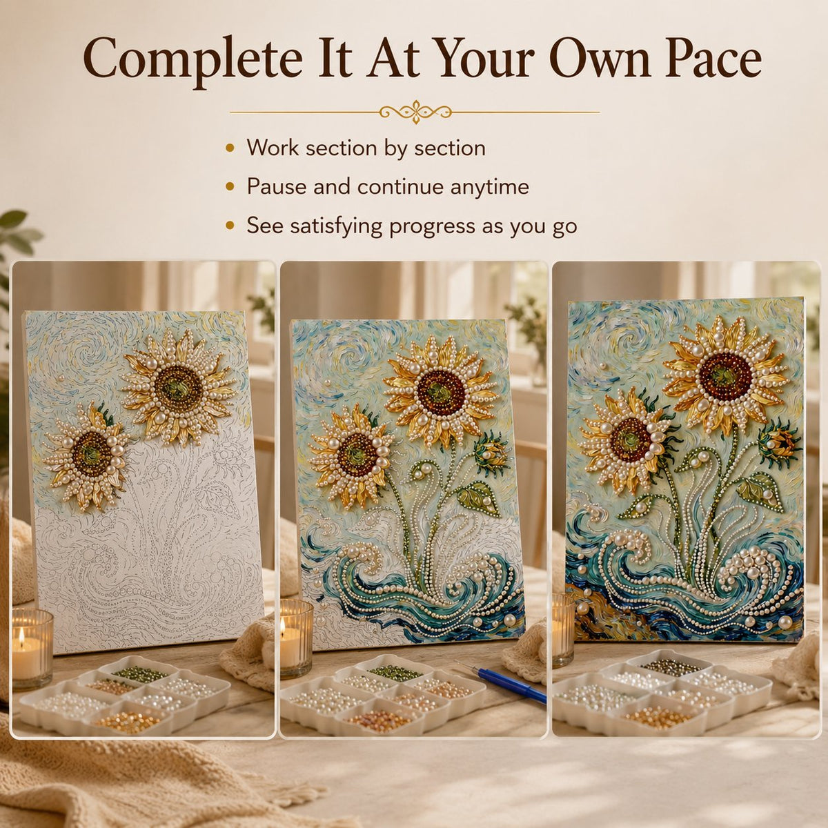 DIY Self-Adhesive Pearl Canvas Art for Elegant Wall Decor