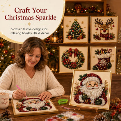 🧘Relaxing & Beginner-Friendly-💎DIY Christmas Pearl Diamond Painting Art Kit With Frame（7.87in*7.87in)