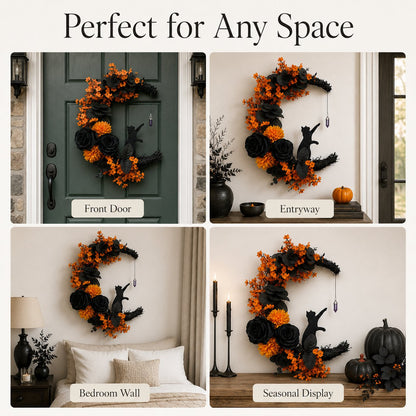 🔥Last Day 49% OFF - 🐈‍⬛🌙Handmade Halloween Cat Wreath