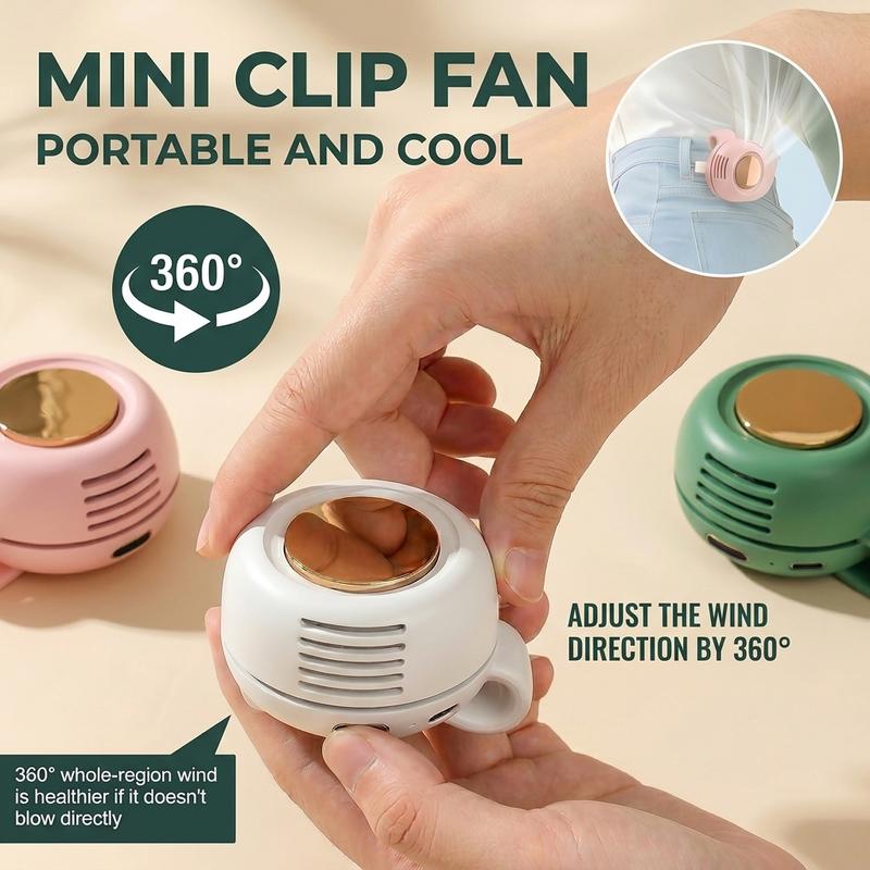 ❄️ Mini Bladeless Clip Fan – Portable 5H Battery, 3 Speeds, 360° Rotation