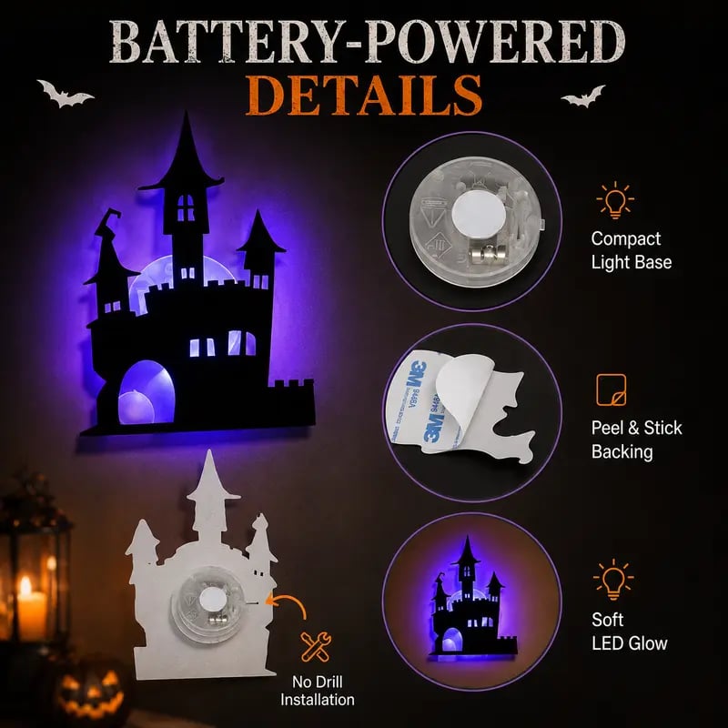 🎃 Halloween LED Silhouette Wall Light Stickers – Spooky Glow Made Easy! 👻✨