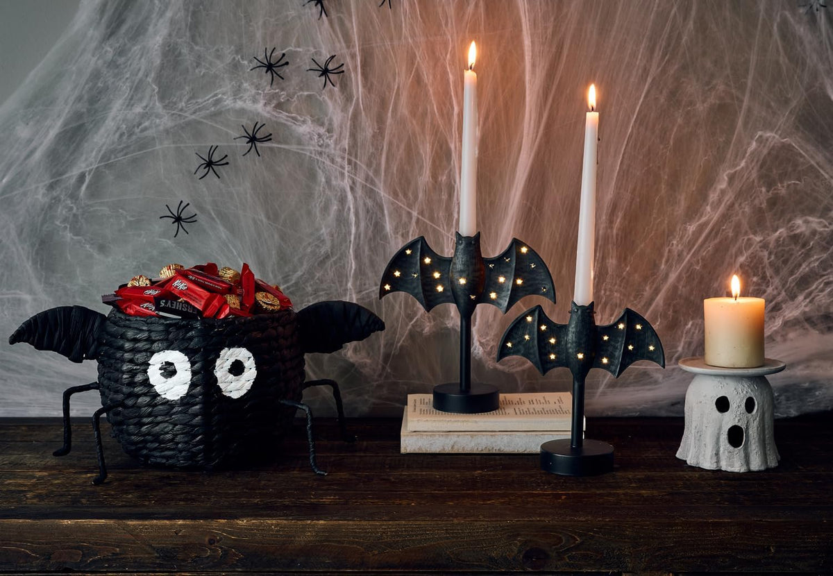 Twinkle Bat LED Candlestick — Gothic Halloween Ambience Light